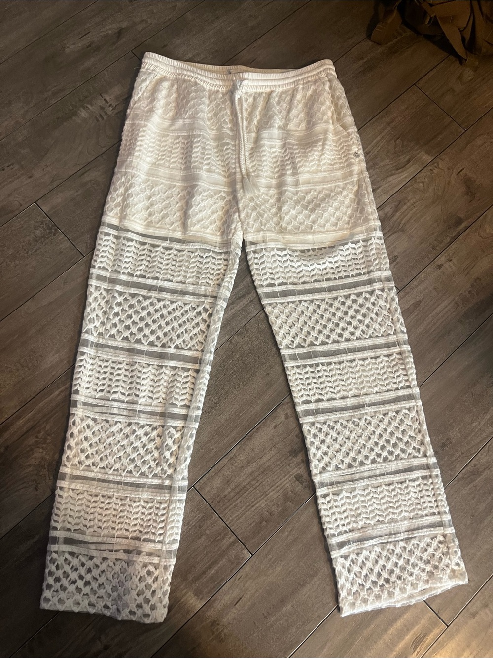 Scotch & Soda Cream Elastic-Waist Lace Pants